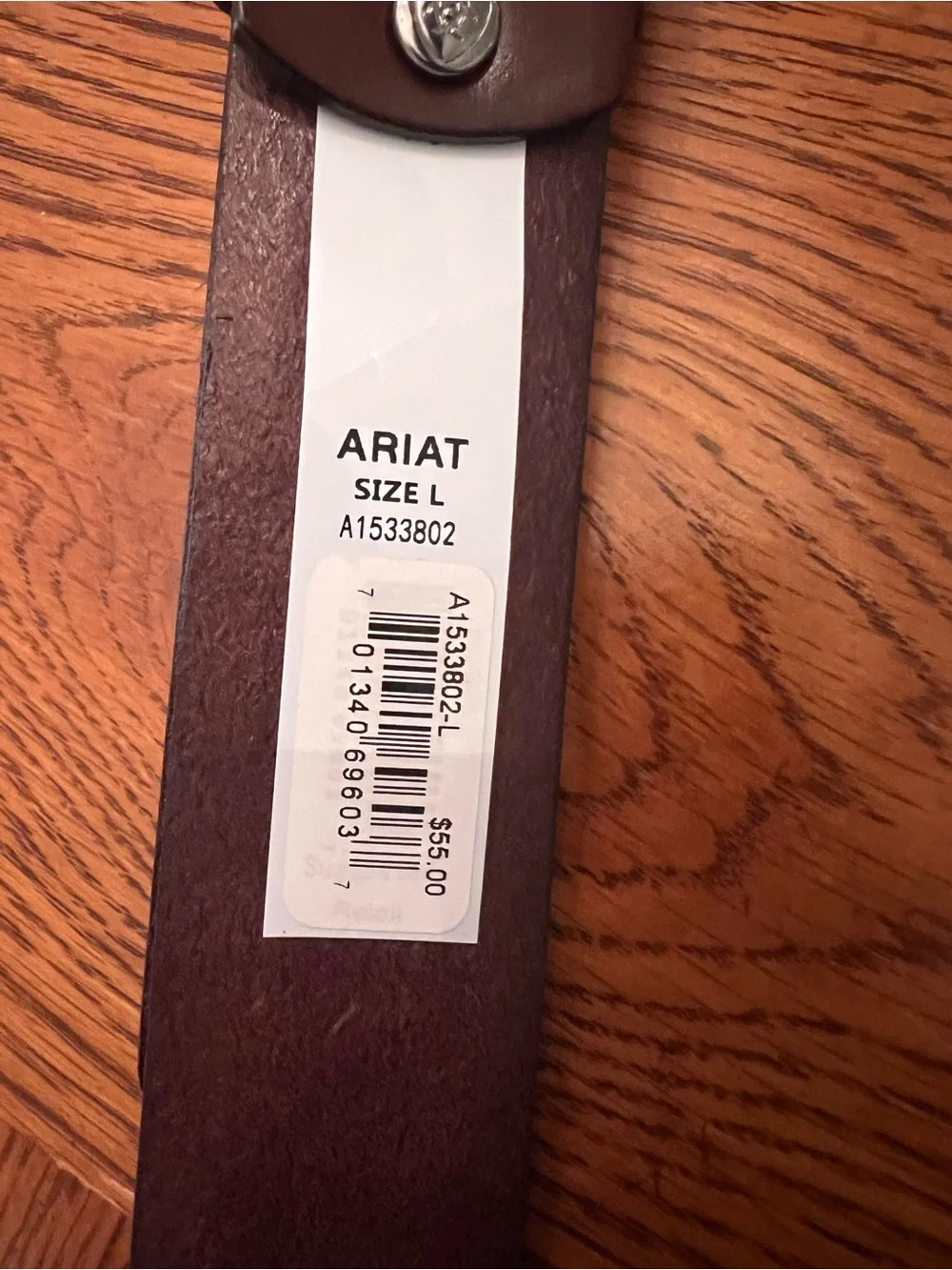 Ariat Tooled Brown Leather Belt with Engraved Silver Buckle